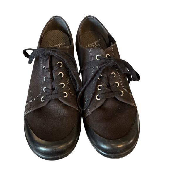 Dansko Vegan Veda Canvas Black Lace-Up Clog Sneakers, Size 40 (9.5-10) - Picture 3 of 10